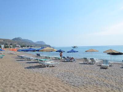 Řecko, Rhodos, Pláž v letovisku Stegna