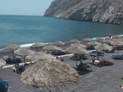 Řecko, Santorini, Pláž v letovisku Kamari