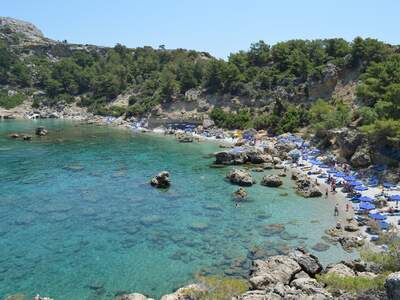 Řecko, Rhodos, Pláž Anthony Quinn