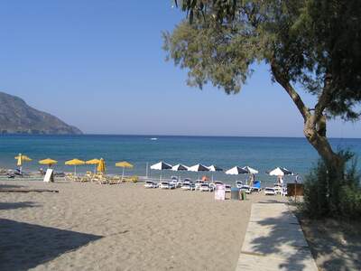 Řecko, Karpathos, Pláž před ubytováním Akti 