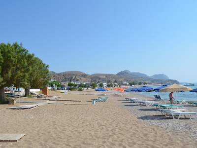 Řecko, Rhodos, Pláž v letovisku Stegna