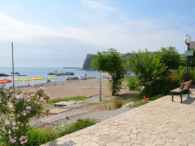 Řecko, Rhodos, Pláž v letovisku Stegna