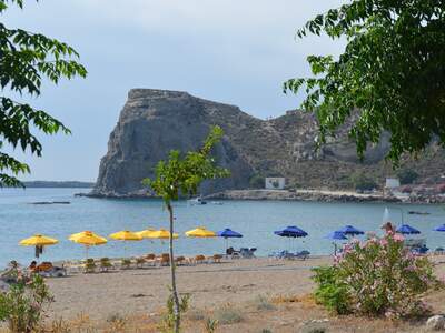 Řecko, Rhodos, Pláž v letovisku Stegna