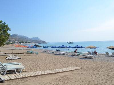 Řecko, Rhodos, Pláž v letovisku Stegna