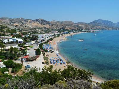 Řecko, Rhodos, Pláž v letovisku Stegna