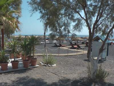 Řecko, Santorini, Pláž v letovisku Kamari