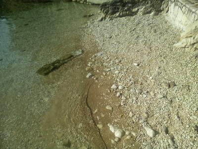 Řecko, Ithaka, Pláž Kioni, U schodů