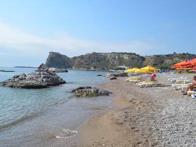 Řecko, Rhodos, Pláž v letovisku Stegna