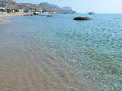 Řecko, Rhodos, Pláž v letovisku Stegna