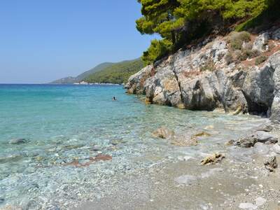 Řecko, Skopelos, Pláž Milia