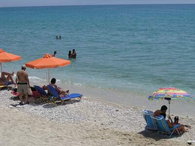 Řecko, Kefalonie, Pláž v letovisku Lourdas