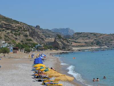 Řecko, Rhodos, Pláž v letovisku Stegna