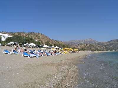 Řecko, Karpathos, Pláž před ubytováním Akti 