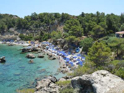 Řecko, Rhodos, Pláž Anthony Quinn