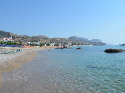 Řecko, Rhodos, Pláž v letovisku Stegna